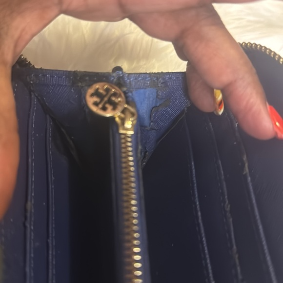 100% Authen Saffiano Tory Burch Robinson Zip Around Wallet, Cobalt!!! GUC - Picture 15 of 17